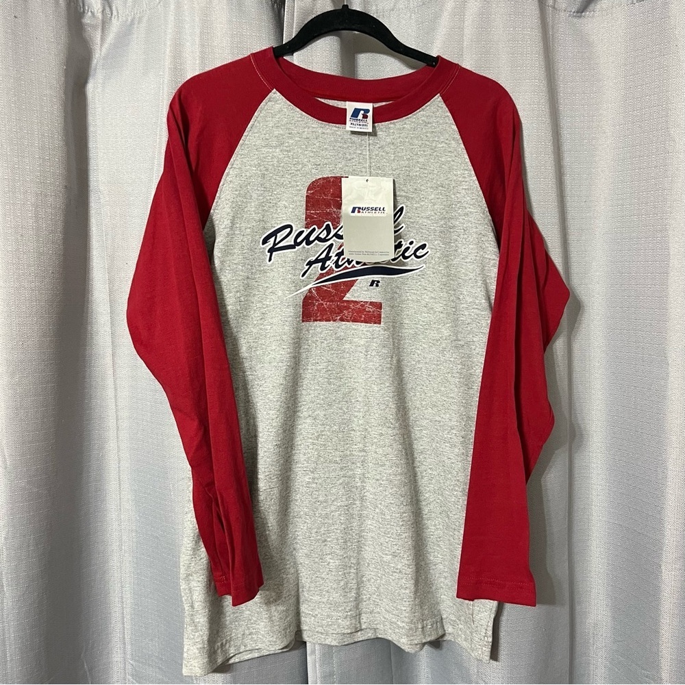 Russell Athletic Youth Long Sleeve Red and Gray Tee size XL(18-20) NWT